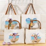 Bolsa de lona grande personalizada con nombre y asa de piel para fiestas en la playa Regalo de cumpleaños para mujer