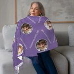 Personalised 1-3 Avatar Photos Soft Warm Scarf with Tassel and Text Mother's Day Father's Day Birthday Christmas Gift for Women Men