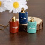 Personalisierte Mini Kristall Urne Halskette für Haustier menschliche Asche mit eingraviertem Namen Einäscherung Schmuck Memorial Sympathie Geschenk für Frauen