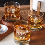 Personalized Grad Cap Initial Name 10 oz Whiskey Rocks Glasses Slate Coaster with School and Text Graduation Party Gift for Graduate Drinkers