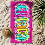 Asciugamano da spiaggia personalizzato con nome ad asciugatura rapida e oversize regalo di compleanno festa estiva e vacanze per lei