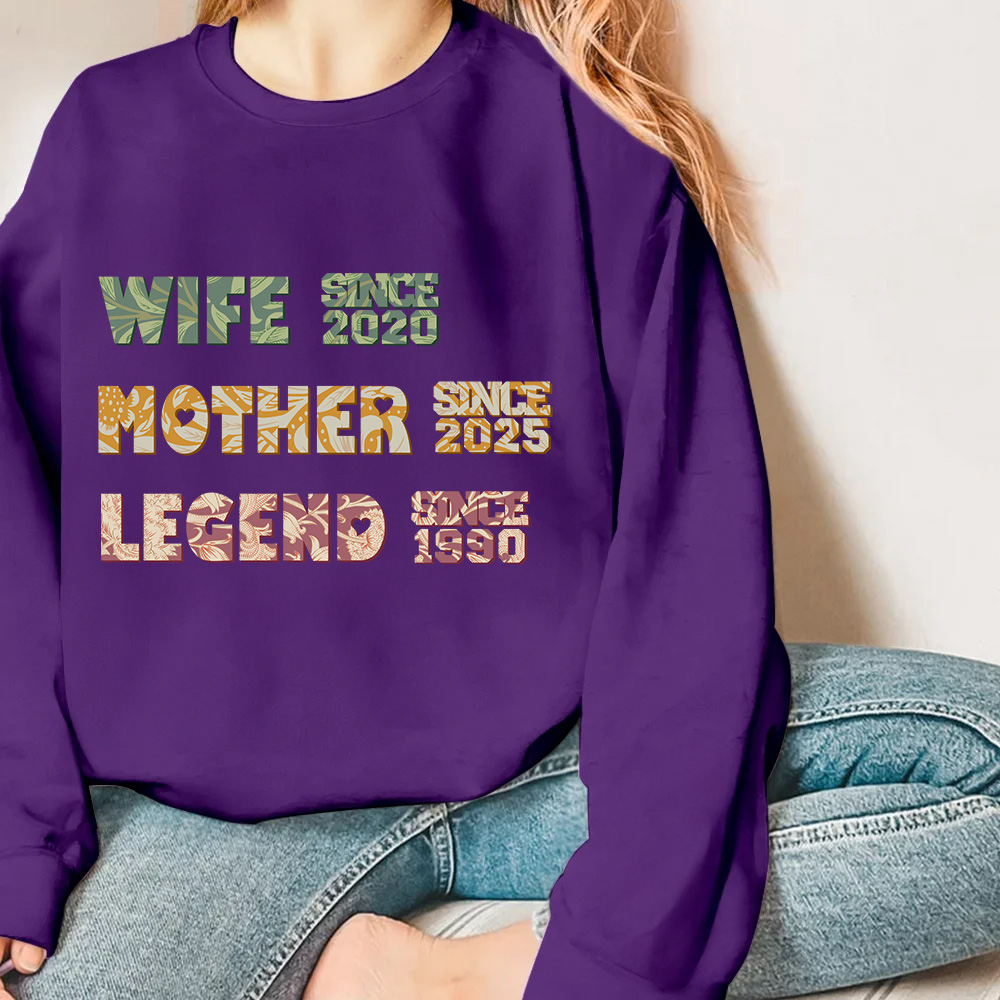 T-shirt personnalisé avec légende Multicolore Maman Grand-mère floral Sweatshirt avec année Anniversaire Fête des Mères Cadeau pour Femme