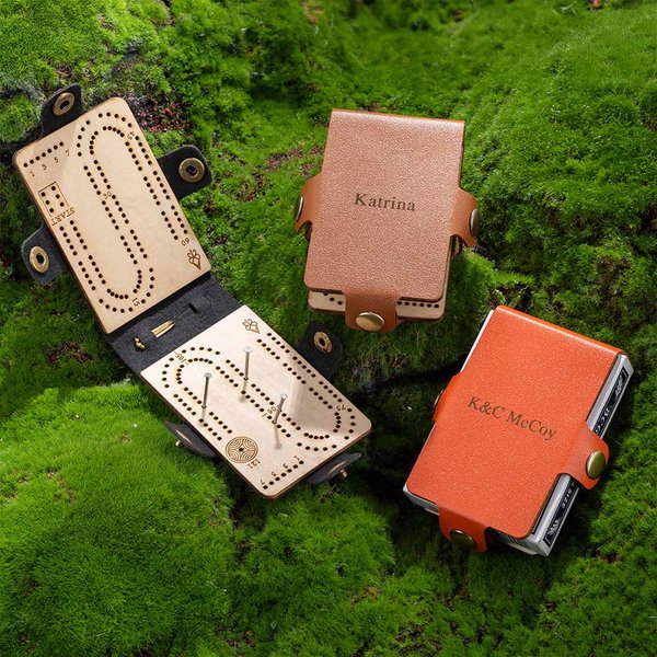 Personalized Portable Engraved Name Cribbage Board with Metal Pegs Camping Outdoor Activities Birthday Gift for Cribbage Lovers