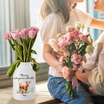 Personalized Highland Cow Ceramic Flower Vase with 1-8 Names Home Decor Birthday Mother's Day Gift for Mom Grandma
