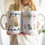Personalized Classic Winnie the Pooh with His Friends Ceramic Coffee Mug with 1-12 Balloons and Names Mother's Day Birthday Gift for Grandma Mom
