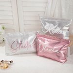 Gepersonaliseerde grote Glitter PU Make-up tas met naam Vrijgezellenfeest Bruidsmeisje Wedding Gift voor vrouwen