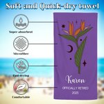 Henkilökohtainen Zodiac Flower Ylimitoitettu Quick Dry Beach Towel nimi kesäloma tarvikkeet Eläkkeelle siirtyminen lahja perheen ystävä