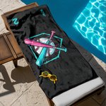 Personalized Baseball Ice Cream Dripping Quick Dry Oversized Beach Towel with Name and Number Summer Vacation Essential Birthday Gift for Kids