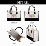 Personalized Floral Alphabets Large Canvas Tote Bag with 1-12 Names and Waterproof Lining Birthday Mother's Day Gift for Mom Grandma Family