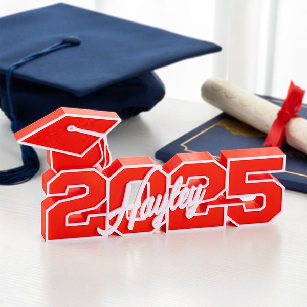 Personalized Multicolour 3D Printed Grad Cap Year Name Plate Desk Decor Class of 2025 Graduation Gift for Graduates Classmates