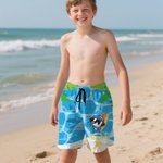 Personalized Surfing Cartoon Marine Animal Drawstring Beach Pants with Name Summer Travel Essential Birthday Gift for Teenager Boys