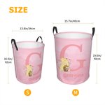 Personalized Classic Winnie the Pooh Initial Waterproof Laundry Storage Basket with Name and Handle Nursery Decor Birthday Gift for Kids
