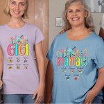 Personalized Colorful Floral Birth Flower Polka Dot Title T-shirt with 1-8 Kid's Names Birthday Mother's Day Gift for Mom Grandma Family