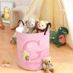 Personalized Classic Winnie the Pooh Initial Waterproof Laundry Storage Basket with Name and Handle Nursery Decor Birthday Gift for Kids