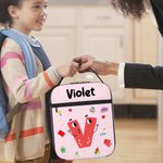 Personifierad söt tecknad bokstav bärbar isolerad lunchväska med namn och nätficka Tillbaka till skolan picknick födelsedagspresent för pojkar flickor