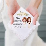 Personalized Soft Cartoon Mom Bride 100% Cotton Handkerchief with Name Desk Decor Souvenir Wedding Gift for Mother