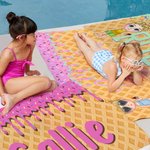 Personalized Ice Cream Drip Cartoon Quick Dry Oversized Microfiber Beach Towel with Name Summer Travel Essentials Birthday Gift for Family Friends