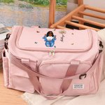 Personalized Cartoon Fashion Girl Birth Flower Multi-compartment Travel Bag with Name and Shoulder Strap Travel Essentials Birthday Gift for Women