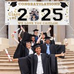 Personlig Graduation Cap Class Of 2025 Graduation Photo Banner med text och år Graduation Party Gift för Graduates
