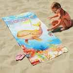 Personalized Cute Dolphin Jellyfish Marine Animals Quick Dry Oversized Beach Towel with Name Summer Vacation Accessory Birthday Gift for Kids