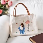 Sac en toile avec nom et poignée en cuir Accessoires de voyage Cadeau d'anniversaire pour femmes