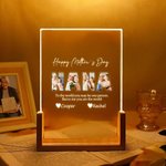 Henkilökohtainen Happy Mother's Day Photos LED yövalo puinen pohja 1-10 nimet ja teksti Äitienpäivä syntymäpäivälahja äidille isoäidille