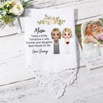 Personalized Soft Cartoon Mom Bride 100% Cotton Handkerchief with Name Desk Decor Souvenir Wedding Gift for Mother
