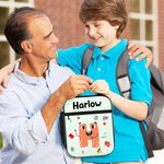 Personifierad söt tecknad bokstav bärbar isolerad lunchväska med namn och nätficka Tillbaka till skolan picknick födelsedagspresent för pojkar flickor