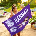 Serviette de Plage à Séchage Rapide Personnalisée avec Nom et Motif de Dessin Animé Haltères Cadeau Anniversaire Été pour Femme Fille