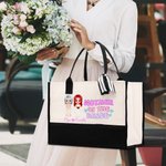 Personalized Cartoon Mother Of The Bride Reusable Large Canvas Tote Bag with Name Wedding Gift for Women