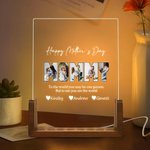 Henkilökohtainen Happy Mother's Day Photos LED yövalo puinen pohja 1-10 nimet ja teksti Äitienpäivä syntymäpäivälahja äidille isoäidille