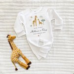 Pelele personalizado de jirafa arco iris 100% algodón con nombre y año Primer Día de la Madre Baby Shower Regalo para recién nacido