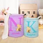 Personalized Classic Winnie the Pooh Initial Waterproof Laundry Storage Basket with Name and Handle Nursery Decor Birthday Gift for Kids