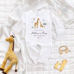 Pelele personalizado de jirafa arco iris 100% algodón con nombre y año Primer Día de la Madre Baby Shower Regalo para recién nacido