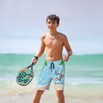 Personalized Surfing Cartoon Marine Animal Drawstring Beach Pants with Name Summer Travel Essential Birthday Gift for Teenager Boys