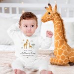Pelele personalizado de jirafa arco iris 100% algodón con nombre y año Primer Día de la Madre Baby Shower Regalo para recién nacido