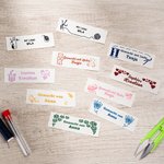 Personalisierte Nähmuster Textiletiketten mit Text Namen Farbvarianten 25-tlg. Handarbeit Geburtstag Geschenk für DIY Stricker Nähliebhaber