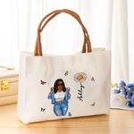 Sac en toile avec nom et poignée en cuir Accessoires de voyage Cadeau d'anniversaire pour femmes