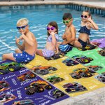 Personalized Multicolor Cartoon Off-road Vehicle Oversized Quick Dry Beach Towel with Name Summer Essentials Beach Party Birthday Gift for Kids