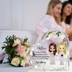 Gepersonaliseerde Cartoon Bruid en Moeder Karakters Bloemen Hart Acryl Plaquette met Naam Home Decor Bruids Douche Cadeau voor Bruid Moeder