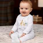 Pelele personalizado de jirafa arco iris 100% algodón con nombre y año Primer Día de la Madre Baby Shower Regalo para recién nacido