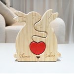 Puzzle en Bois Personnalisé avec 2-5 Noms Gravés sur Lapins Décoration de la Maison Cadeau Anniversaire Fête pour la Famille