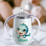 Personalized Cute Fantasy Unicorn Bear Animal 10 oz Insulated Sippy Cup with Name and Handle Baby Shower Birthday Gift for Toddler Kid