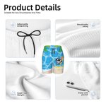 Personalized Surfing Cartoon Marine Animal Drawstring Beach Pants with Name Summer Travel Essential Birthday Gift for Teenager Boys