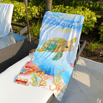 Personalized Cute Dolphin Jellyfish Marine Animals Quick Dry Oversized Beach Towel with Name Summer Vacation Accessory Birthday Gift for Kids