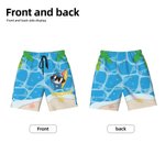 Personalized Surfing Cartoon Marine Animal Drawstring Beach Pants with Name Summer Travel Essential Birthday Gift for Teenager Boys