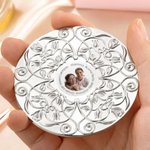 Specchio da trucco tascabile personalizzabile ad incisione floreale con tulipano e motivi vintage regalo di Festa della Mamma per donne per mamme