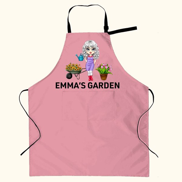 Gepersonaliseerd Bonsai tuinieren stripfiguur schort met naam Moederdag Verjaardagscadeau voor vrouwen tuinieren liefhebbers