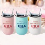 Personalized In My Birthday Era Name 10 oz Insulated Wine Tumbler with Lid and Straw Birthday Gift for Family Friends