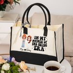 Personalized Cartoon Mother Of The Bride Reusable Large Canvas Tote Bag with Name Wedding Gift for Women